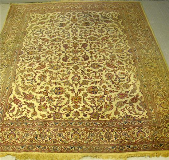 Appraisal: Persian cream ground carpet with multiple borders the centre with