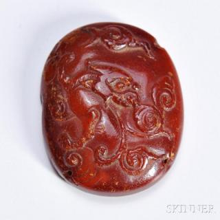 Appraisal: Amber Plaque China th th century oval depicting on the