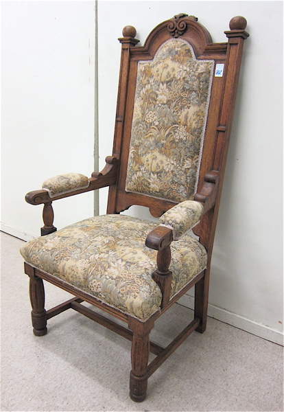 Appraisal: LATE VICTORIAN OAK AND TAPESTRY BISHOP'S CHAIR English late th