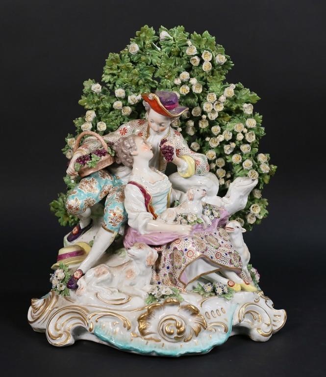 Appraisal: CHELSEA BOCAGE PORCELAIN FIGURE GROUPLarge Chelsea porcelain figure group couple