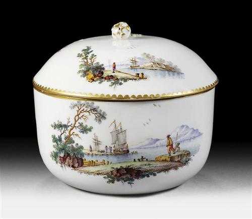 Appraisal: SUGAR BOWL WITH RIVER LANDSCAPE circa With fine river landscapes