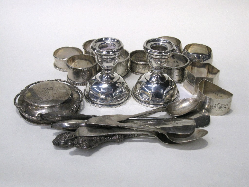 Appraisal: Lot comprising pair of silver candl