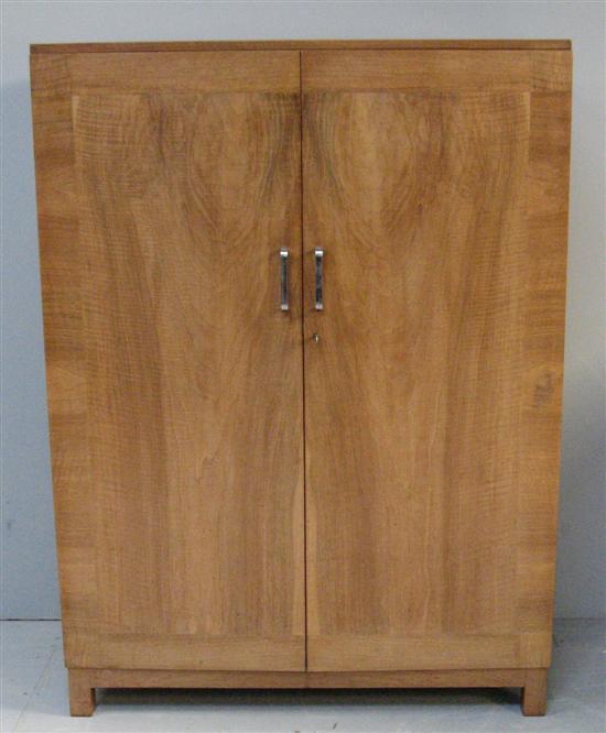 Appraisal: Heal's Art Deco gentleman's walnut wardrobe two doors with chrome