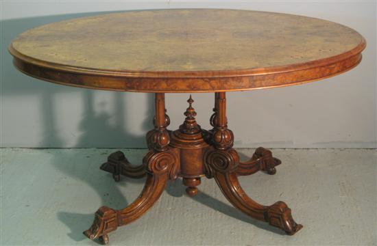 Appraisal: th Century walnut boxwood ebony strung parquetry inlaid table the