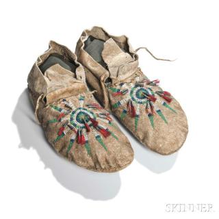 Appraisal: Upper Missouri River Beaded Hide Moccasins c last quarter th