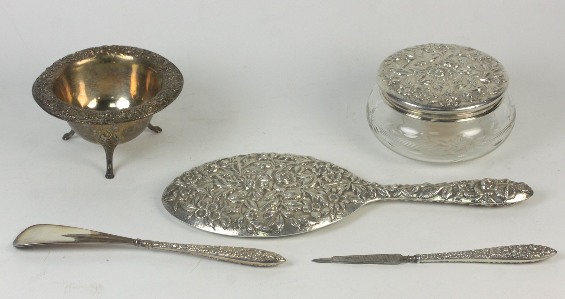 Appraisal: A quantity of American silver dressing table items S Kirk