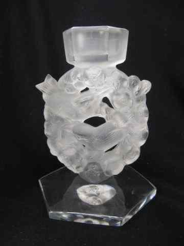 Appraisal: Lalique Crystal Candlestick frosted bird floral decor '' signed excellent