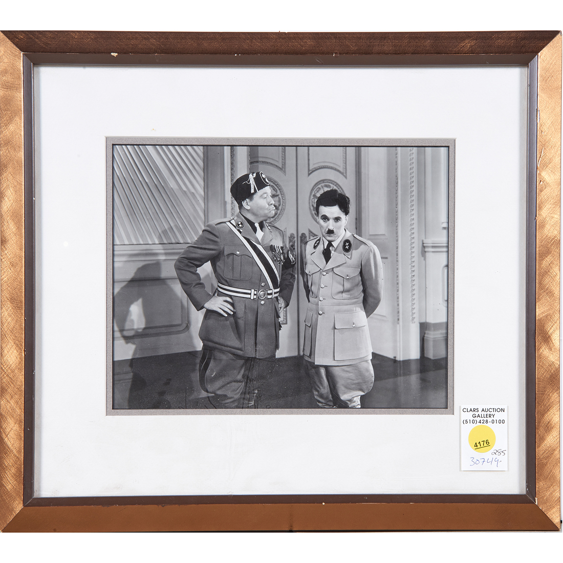 Appraisal: PHOTOGRAPH JACK OAKIE AND CHARLIE CHAPLIN THE GREAT DICTATOR Jack