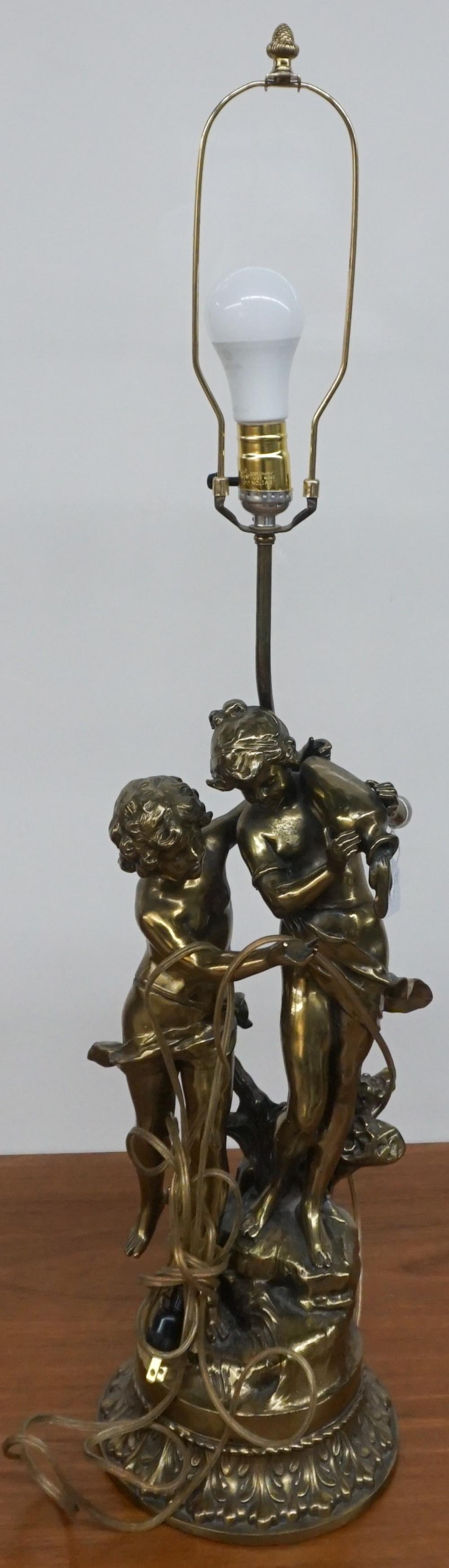 Appraisal: NEOCLASSICAL STYLE PATINATED METAL FIGURAL TABLE LAMP H IN CM