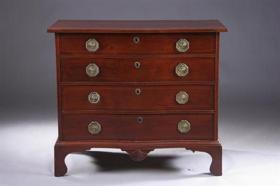 Appraisal: MASSACHUSETTS FEDERAL MAHOGANY SERPENTINE CHEST OF DRAWERS th century Rectangular