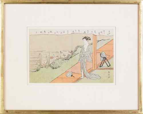 Appraisal: Japanese woodblock triptych x together with three others