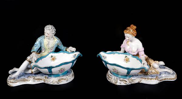 Appraisal: A pair of Serves style porcelain sweet meat dishes depicting