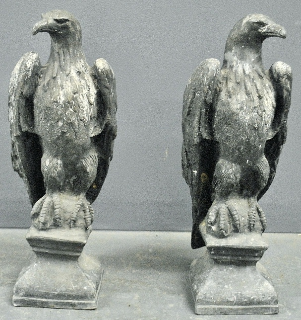 Appraisal: - Rare pair of th c cast lead standing eagles