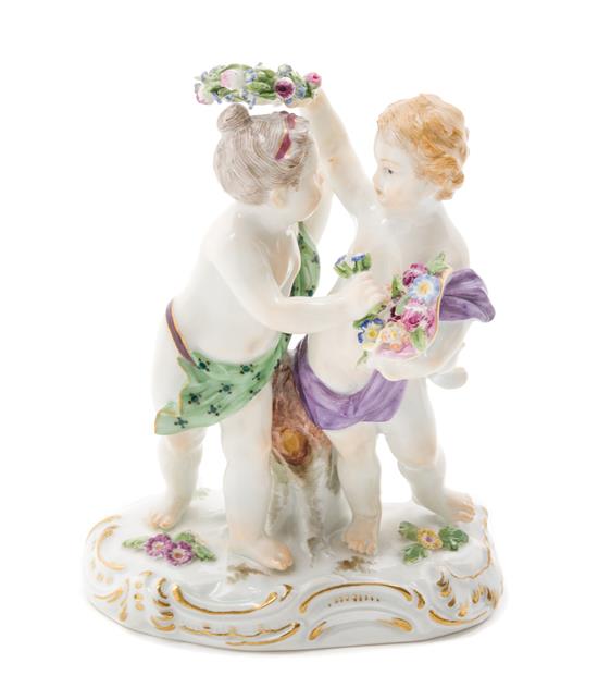 Appraisal: Sale Lot A Meissen Porcelain Figural Group depicting two putti