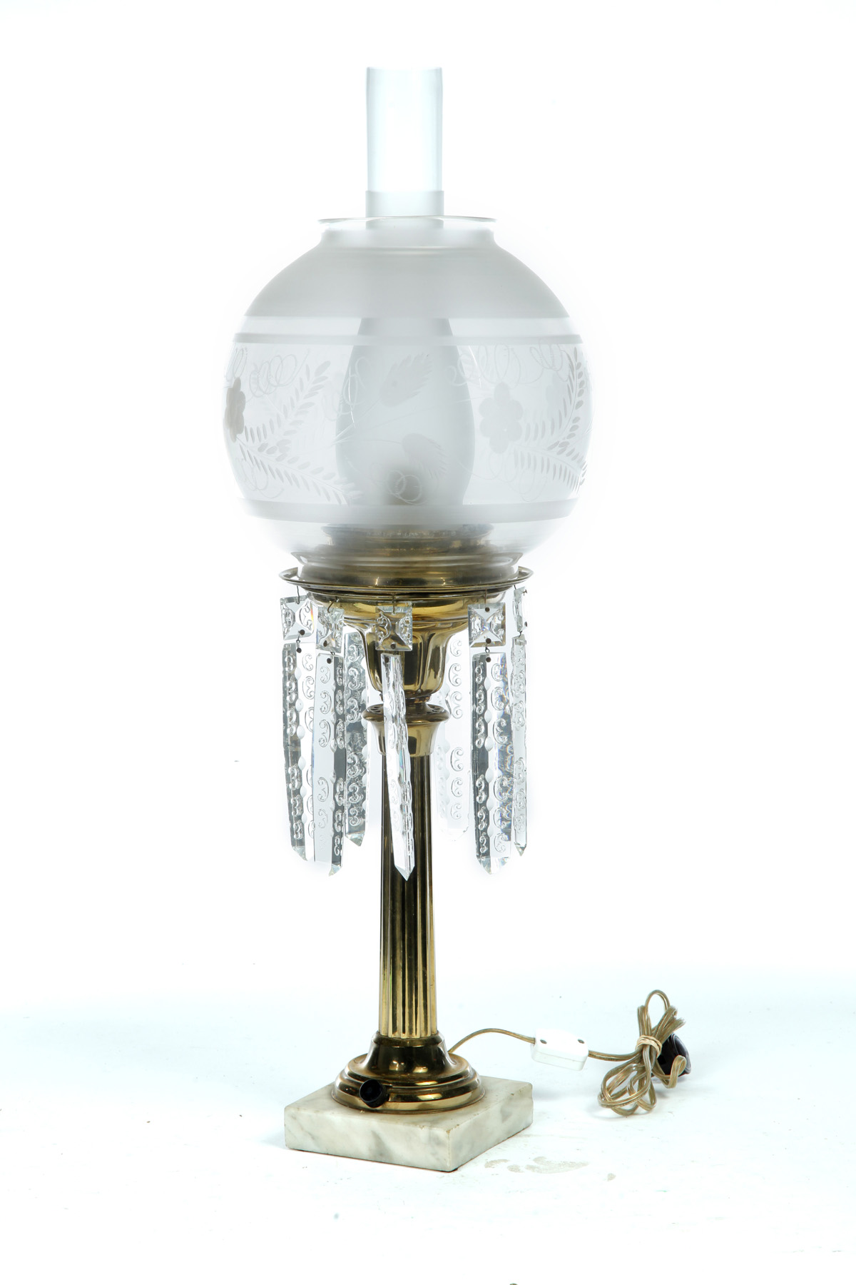 Appraisal: SOLAR LAMP American nd quarter- th century Marble base brass