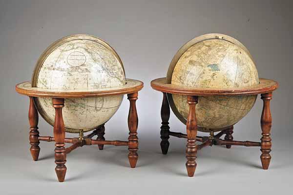 Appraisal: A Fine Pair of American Twelve-Inch Globes Josiah Loring Boston