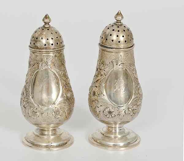 Appraisal: Duhme Sterling Repouss Shakers American a pair of sterling repouss