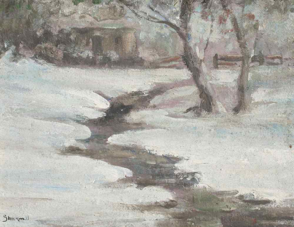 Appraisal: STOCKWELL Catherine American - Winter Landscape With Stream Oil Board