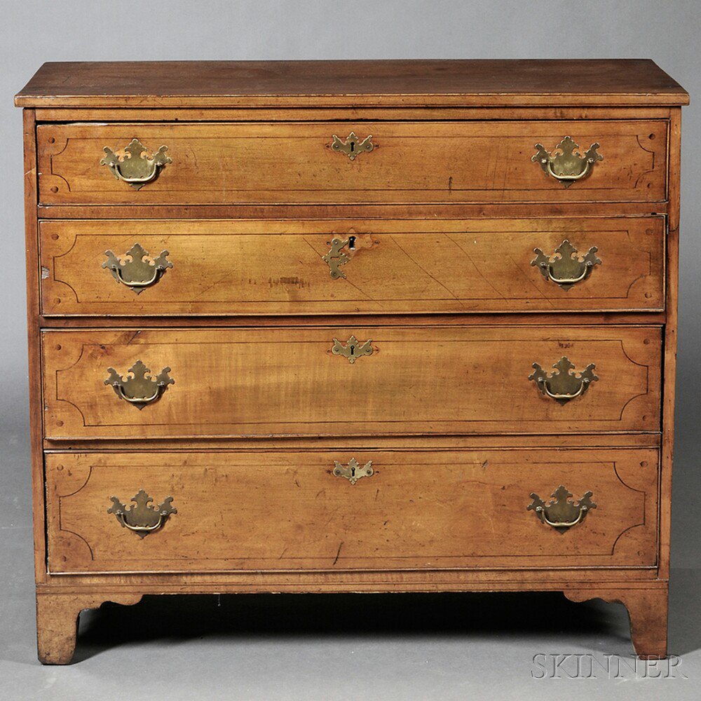 Appraisal: Federal Maple Inlaid Bureau possibly New England c the four