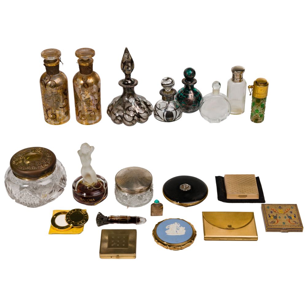 Appraisal: PERFUME BOTTLE AND VANITY ITEM ASSORTMENT items perfumes including a