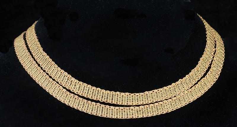 Appraisal: DOUBLE STRAND K GOLD MESH NECKLACE in oz The Estate