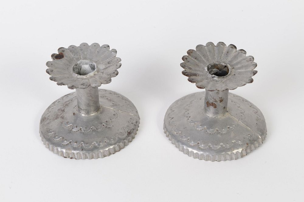 Appraisal: New Mexico Pair of Tin Candle Sticks ca Attributed to