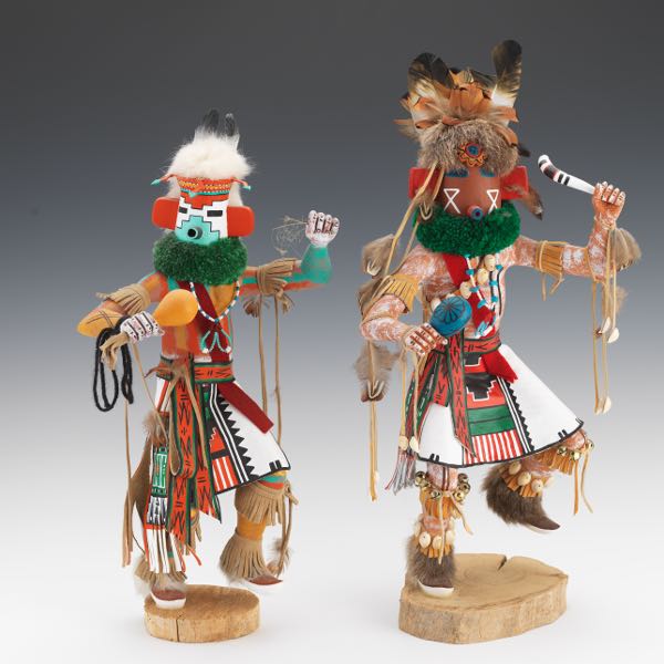 Appraisal: Two Native American Hopi Kachina Dolls Two large sized carved