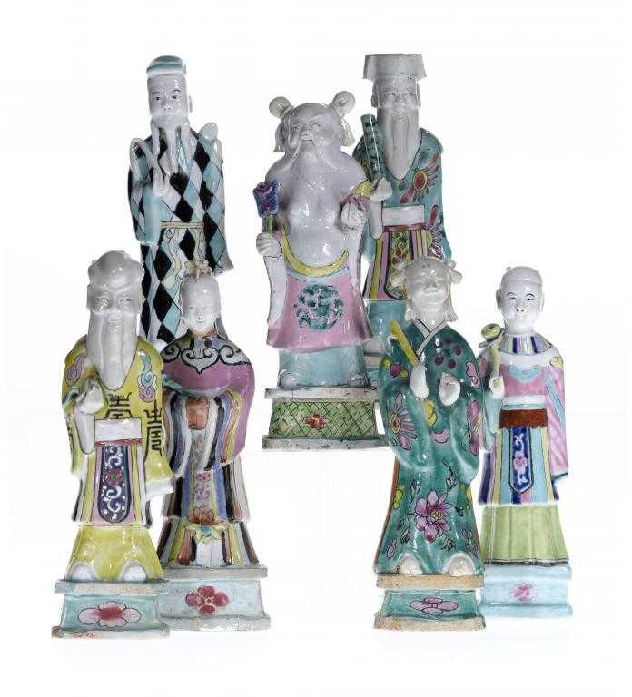 Appraisal: SEVEN CHINESE PORCELAIN FIGURES OF TAOIST IMMORTALS each bearing an