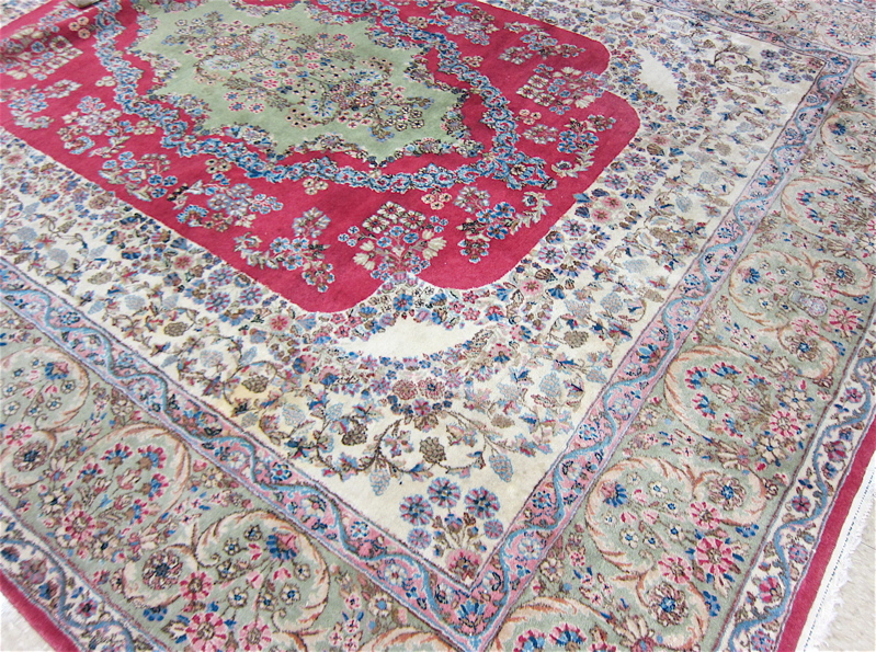 Appraisal: SEMI-ANTIQUE PERSIAN KERMAN CARPET Kerman Province southwestern Iran centering a