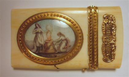 Appraisal: French gilt-metal mounted ivory card case th century