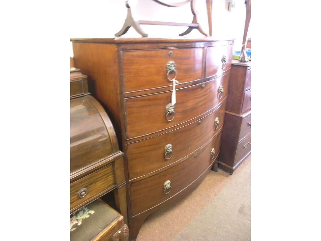 Appraisal: A Victorian mahogany bow-fronted chest two short and three long