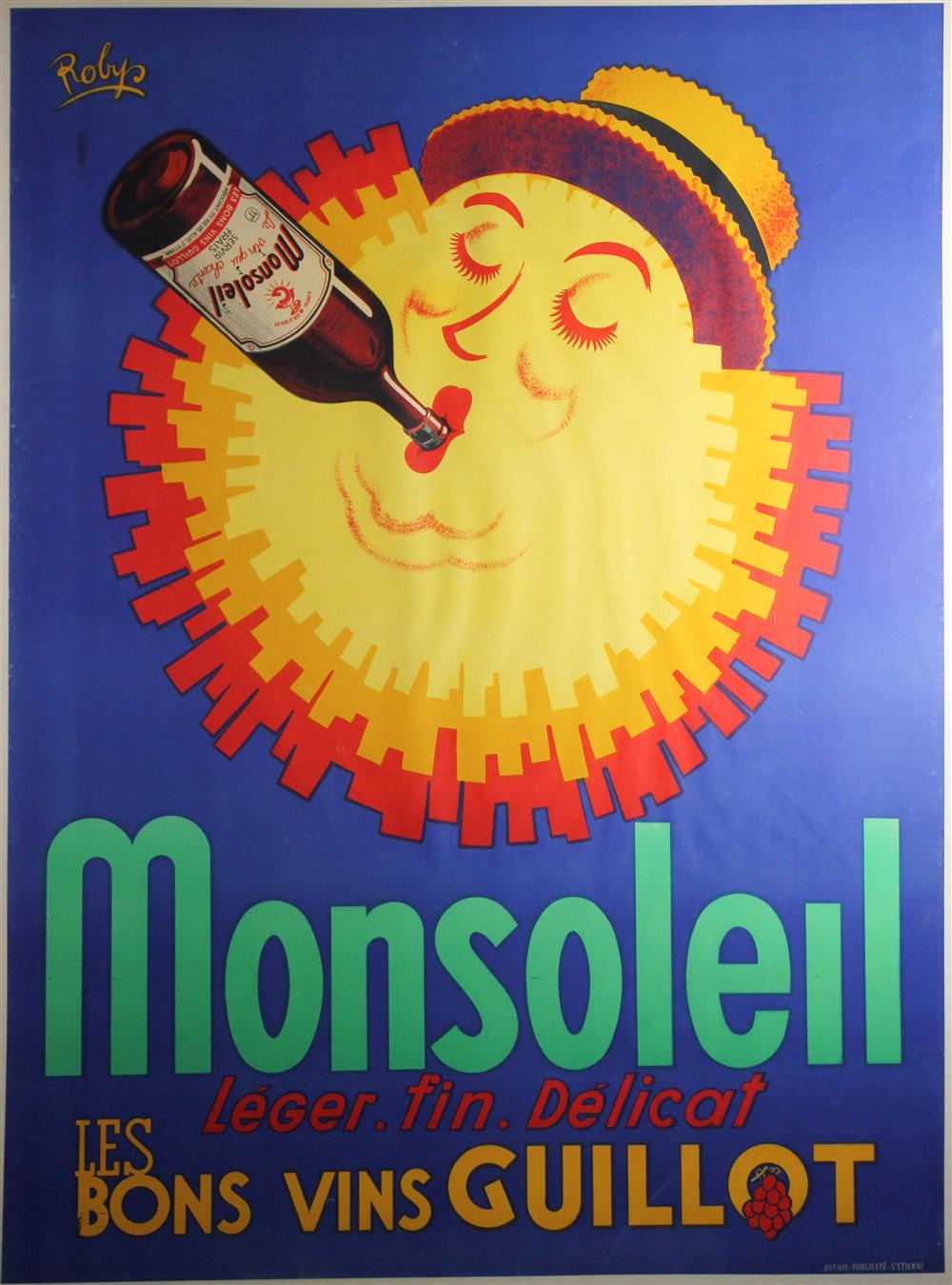 Appraisal: ROBYS ROBERT WOLF MONSOLEIL Poster x in sight Framed upper