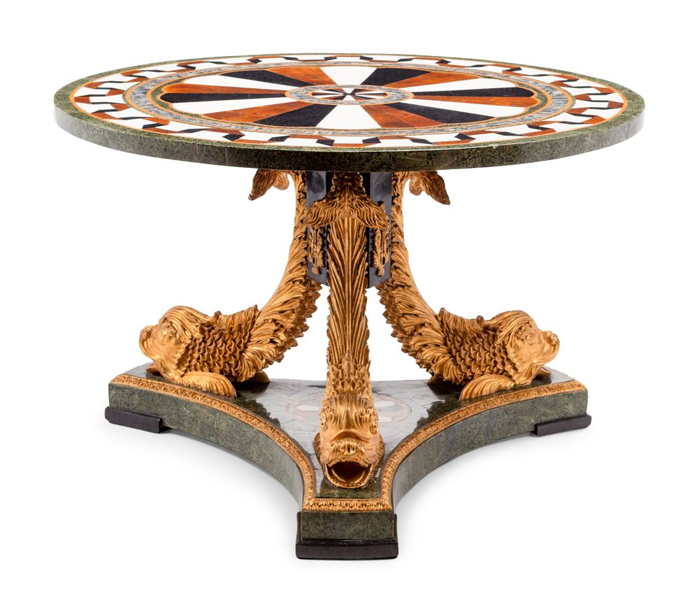 Appraisal: An Italian Parcel Gilt Specimen Marble Center Table An Italian