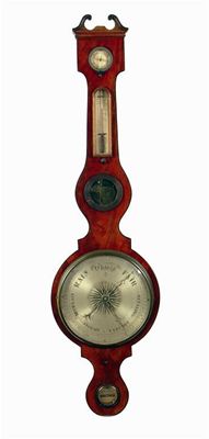 Appraisal: An early th century mahogany banjo wheel barometer with ebonised