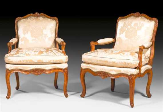 Appraisal: PAIR OF FAUTEUILS A LA REINE Louis XV stamped I