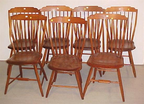 Appraisal: Seven closely matched Windsor chairs c all with stepped crest