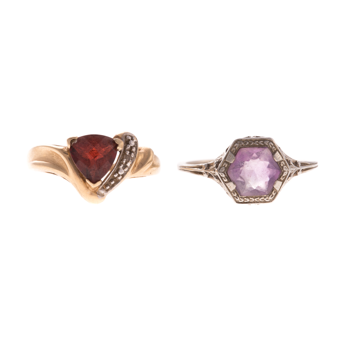 Appraisal: Two Lady's Gemstone Rings in Gold K white gold filigree