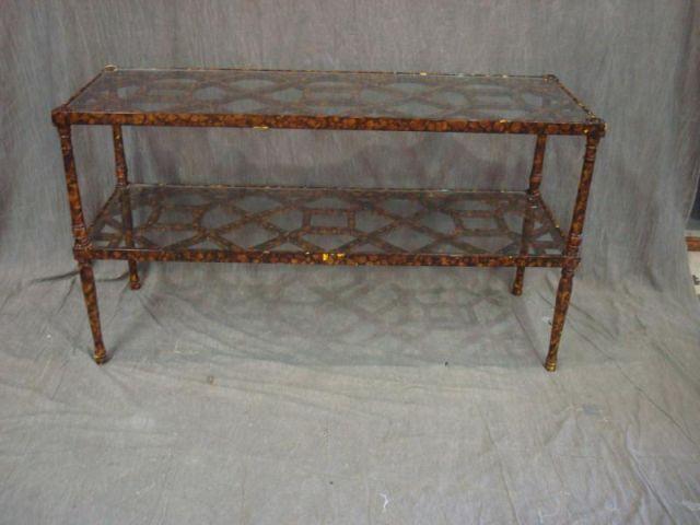 Appraisal: Faux Finished -Tiered Console Table As is-chips to lacquer From