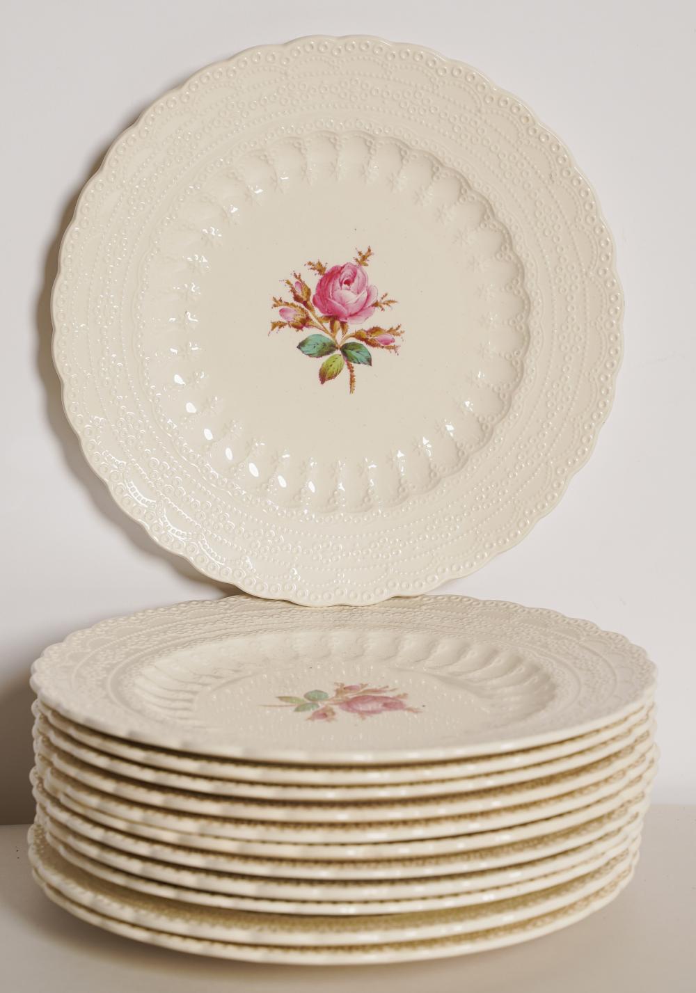 Appraisal: TWELVE COPELAND SPODE PLATESpuce printed factory mark Spode's Moss Rose