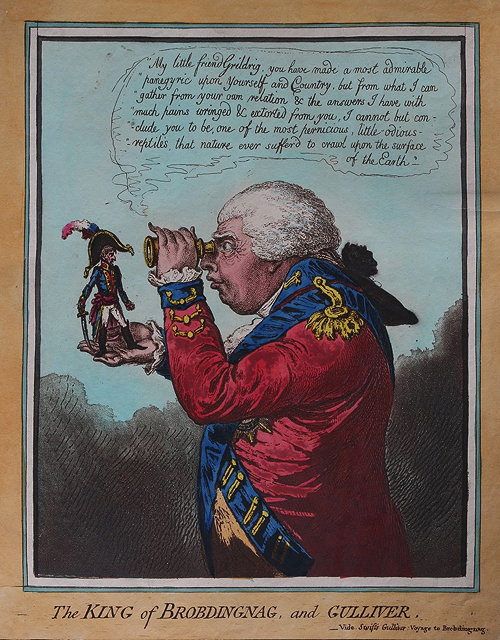 Appraisal: JAMES GILLRAY'The King of Brobdingnag and Gulliver' etching hand-coloured x