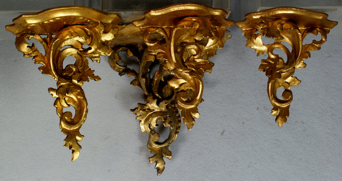 Appraisal: assorted gilt wood brackets largest approx h x w unmarked