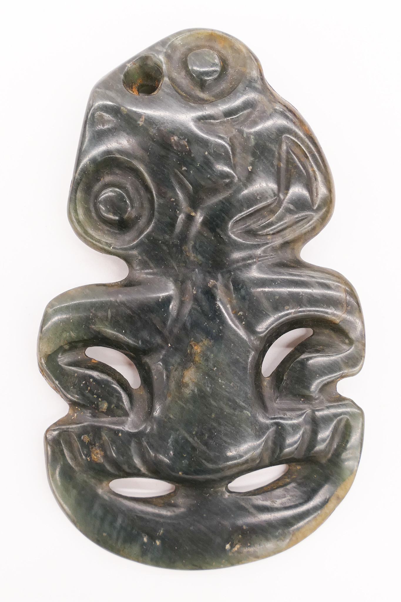 Appraisal: Early Maori Greenstone Hei Tiki Pendant ''x '' A carved