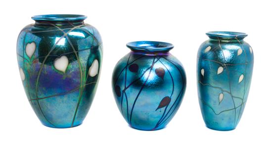 Appraisal: Sale Lot Three Studio Glass Vases Richardson of various form