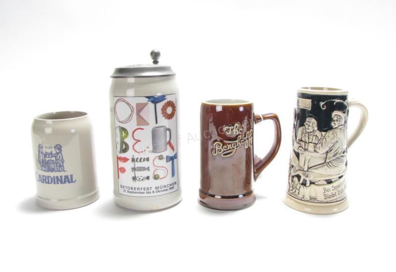 Appraisal: Group of Porcelain Steins Rastal L Oktoberfest pewter lid Gerz