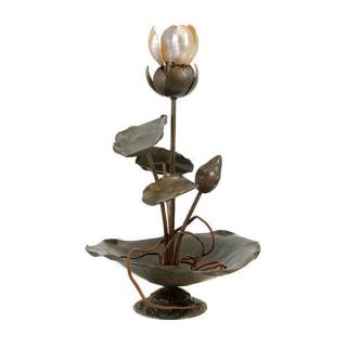 Appraisal: Copper Lotus Lamp With Abalone Shade In The Style Of