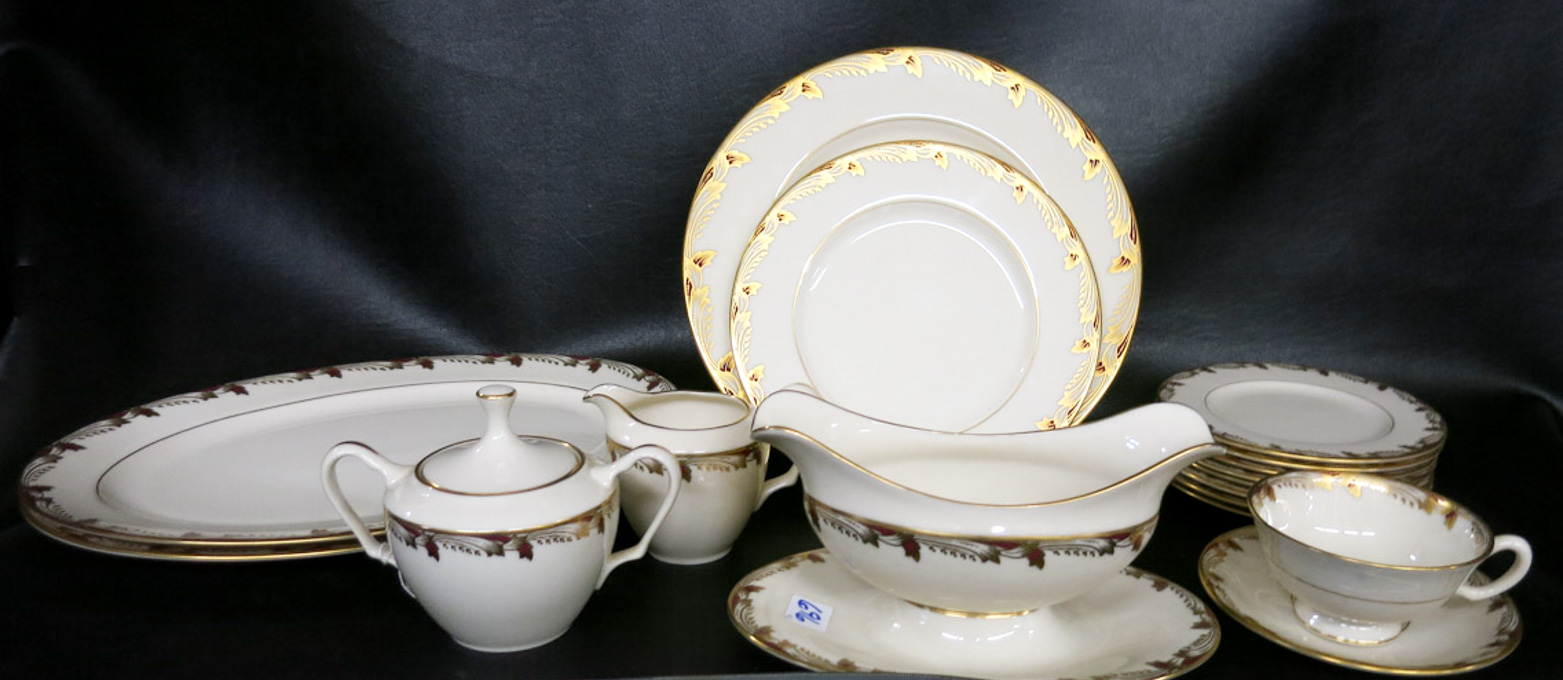 Appraisal: LENOX ESSEX MAROON CHINA SET forty-six pieces comprised of dinner