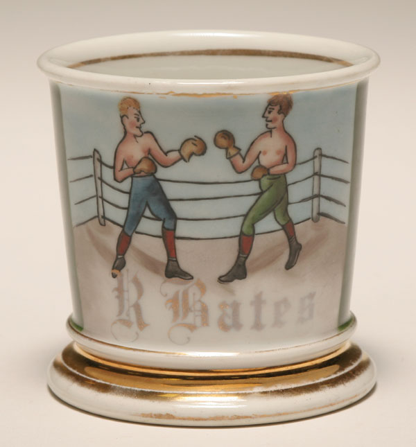 Appraisal: Occupational shaving mug Boxer Gilt trim J J Lang Barber