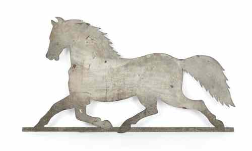 Appraisal: Sheet iron horse weathervane th c retaining an old white