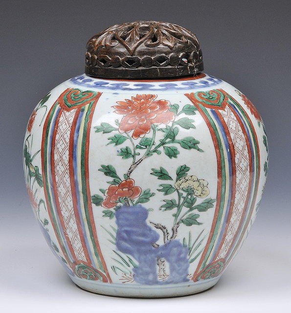 Appraisal: A Chinese Wucai globular jar form vaselate th Centurydecorated with