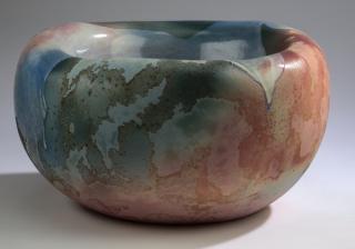 Appraisal: Contemporary ceramic bowl w raku glaze w Contemporary ceramic vessel